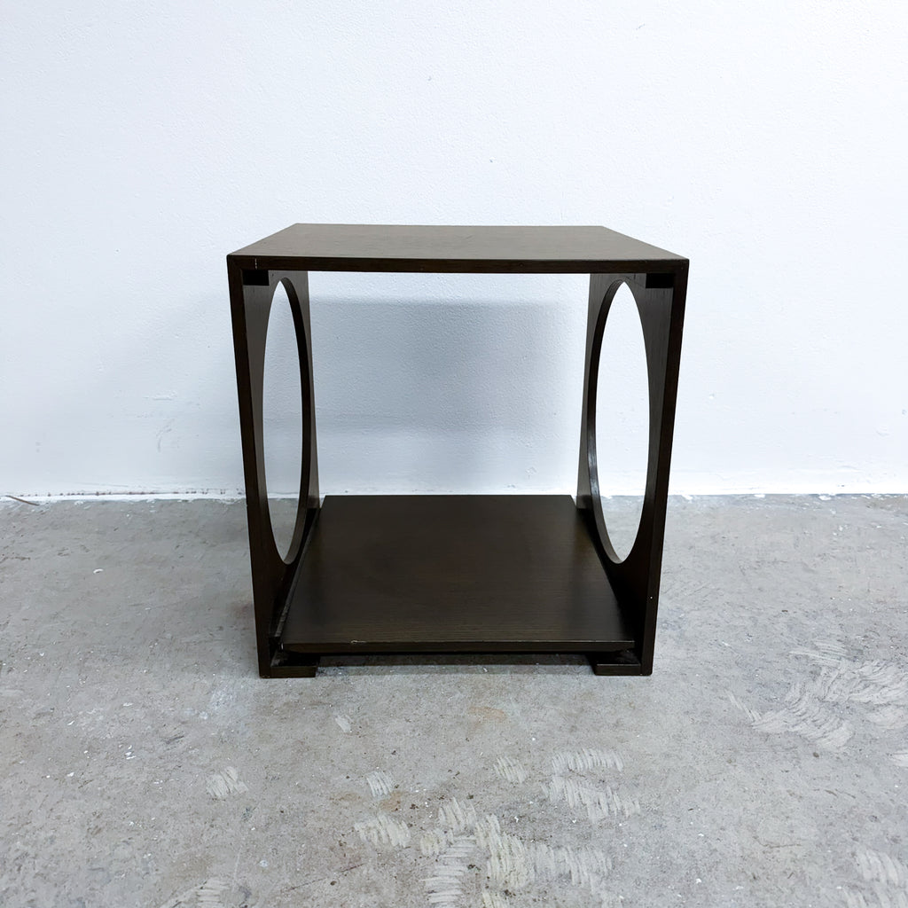Mid Century Rare Green Finished Oak Danish 'Cube' Side Table