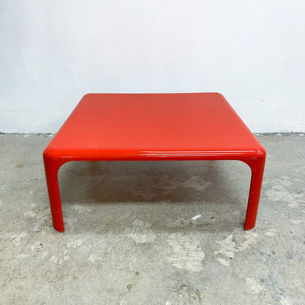 Mid Century Italian Red 'Demetrio' Coffee Table By V Magistretti