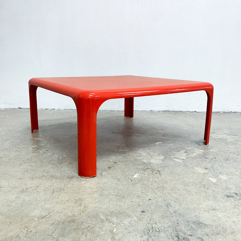 Mid Century Italian Red 'Demetrio' Coffee Table By V Magistretti