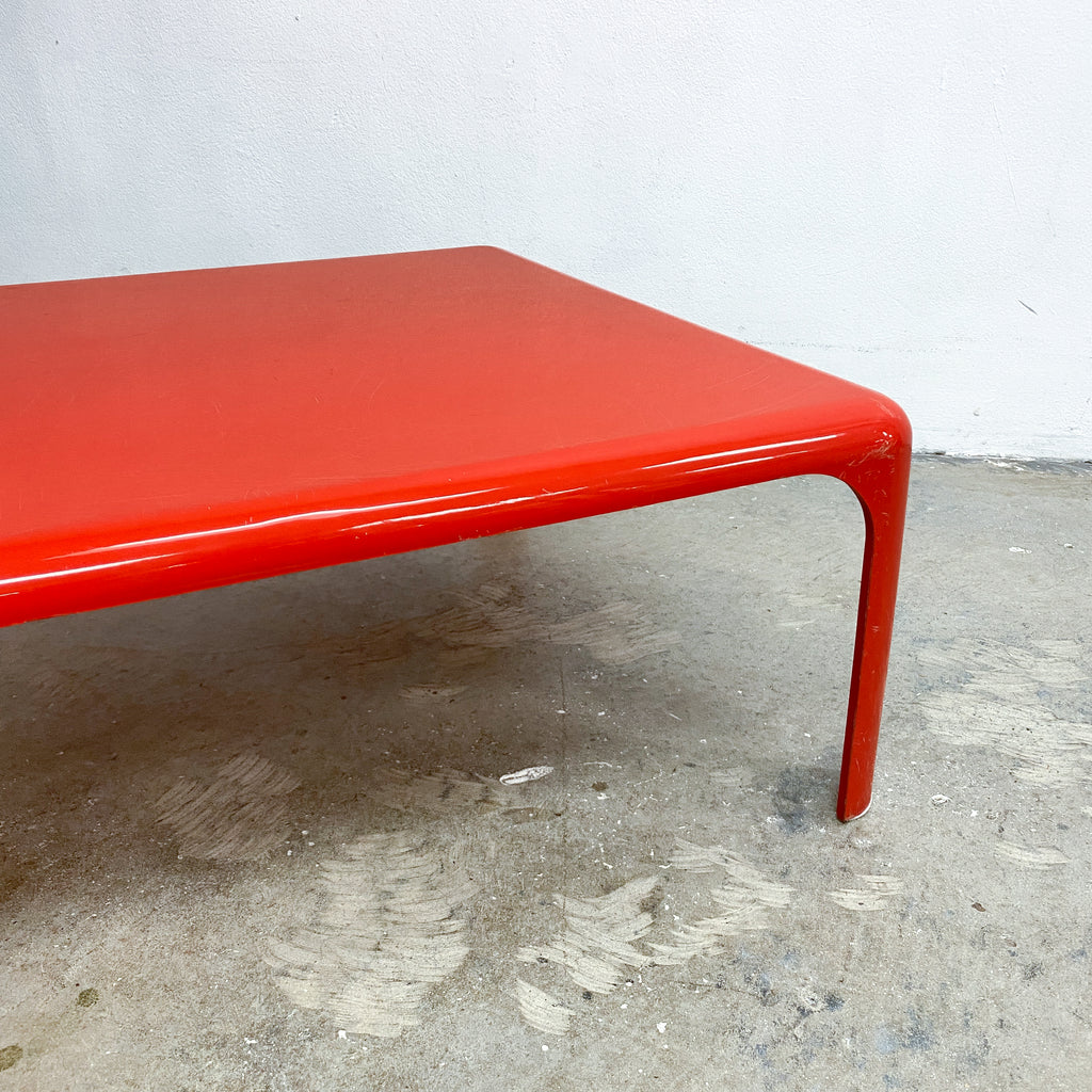Mid Century Italian Red 'Demetrio' Coffee Table By V Magistretti