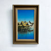 Mid Century Signed Oil Painting of Man In Boat
