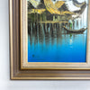 Mid Century Signed Oil Painting of Man In Boat