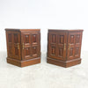 Mid Century Solid Teak And Marble Pair Of Bedsides