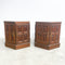 Mid Century Solid Teak And Marble Pair Of Bedsides