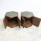 Mid Century Solid Teak And Marble Pair Of Bedsides