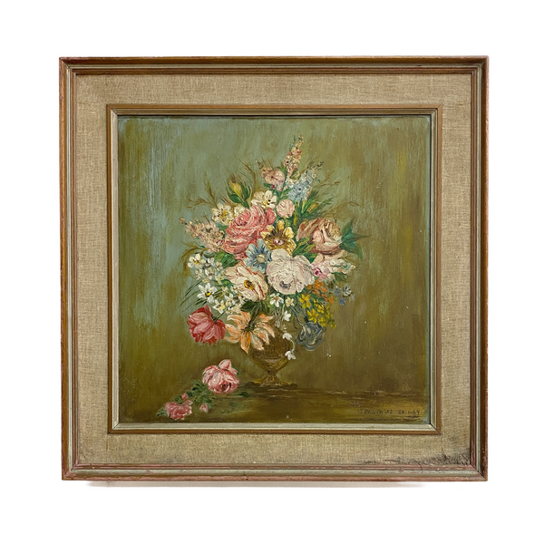 Mid Century Still Life Floral Painting