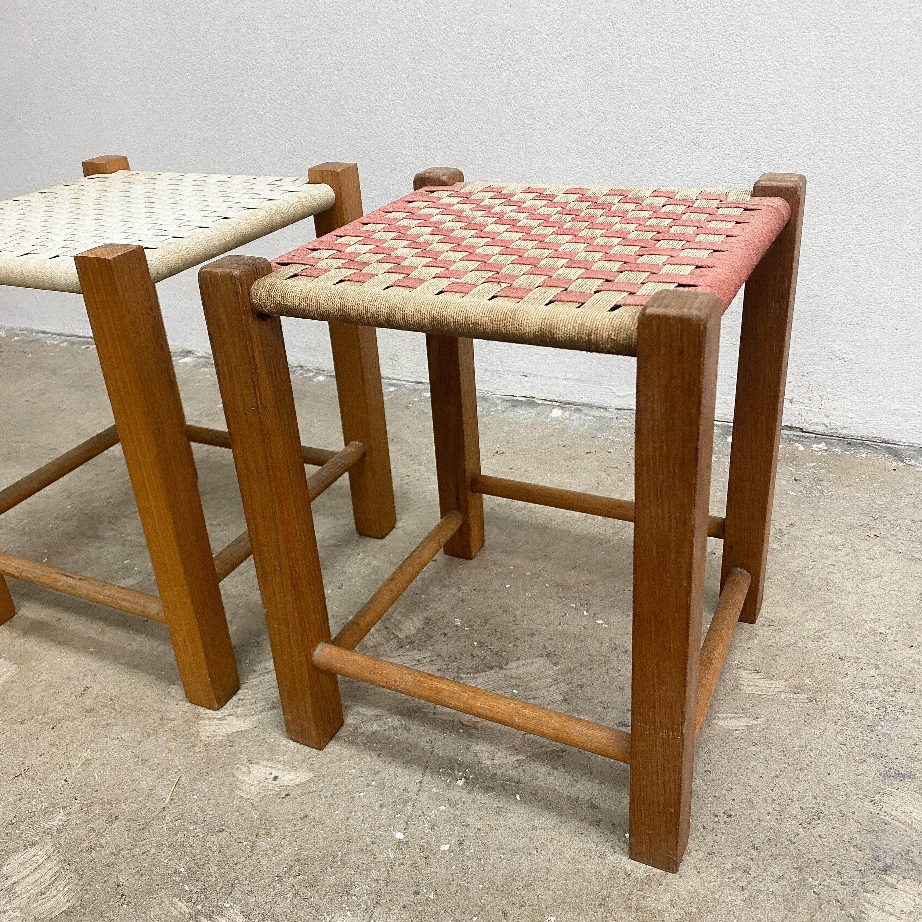 Fibre Stool String Pair Of Mid Century String Woven Stools– The Design Ark