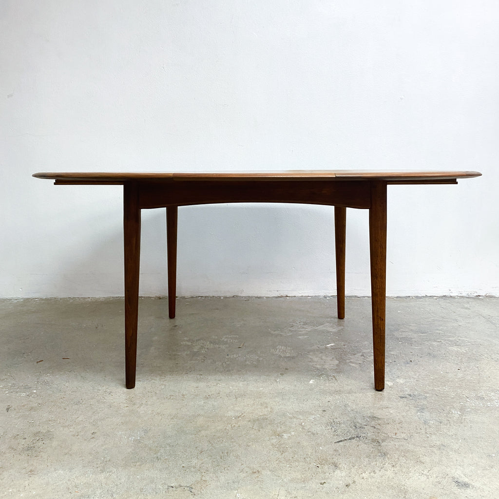 Mid Century TH Brown Teak Round Extension Dining Table