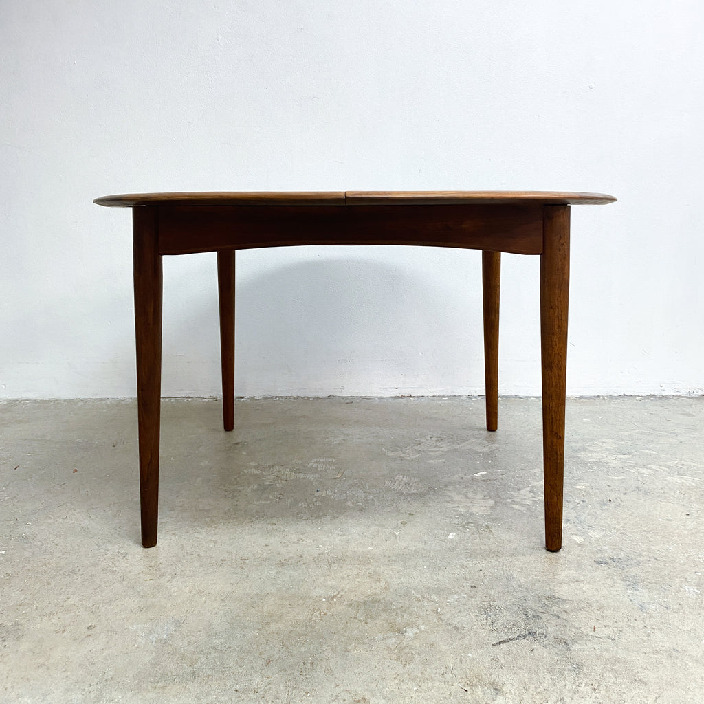 Mid Century TH Brown Teak Round Extension Dining Table