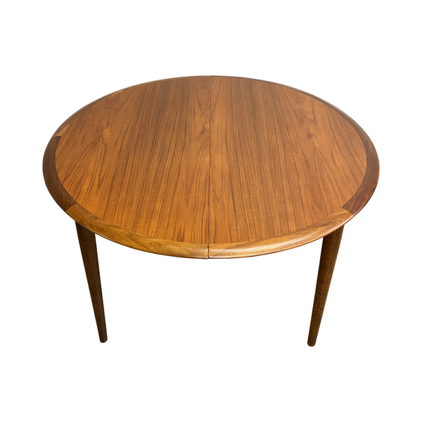 Mid Century TH Brown Teak Round Extension Dining Table
