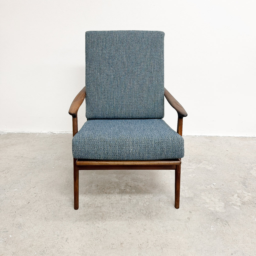 Mid Century Tasmanian Blackwood Parker Armchair Model 156 Rattan Back