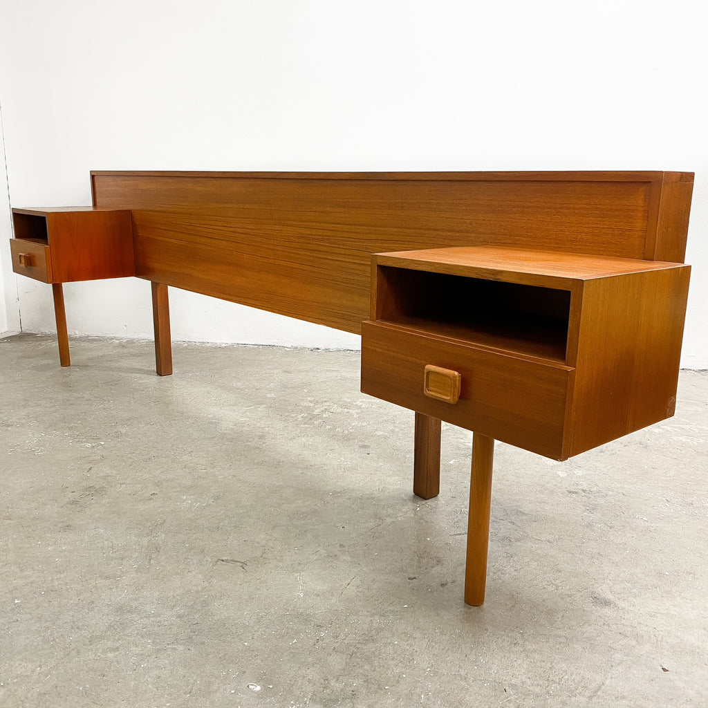 Mid Century Teak Parker Bedhead With Bedside Tables