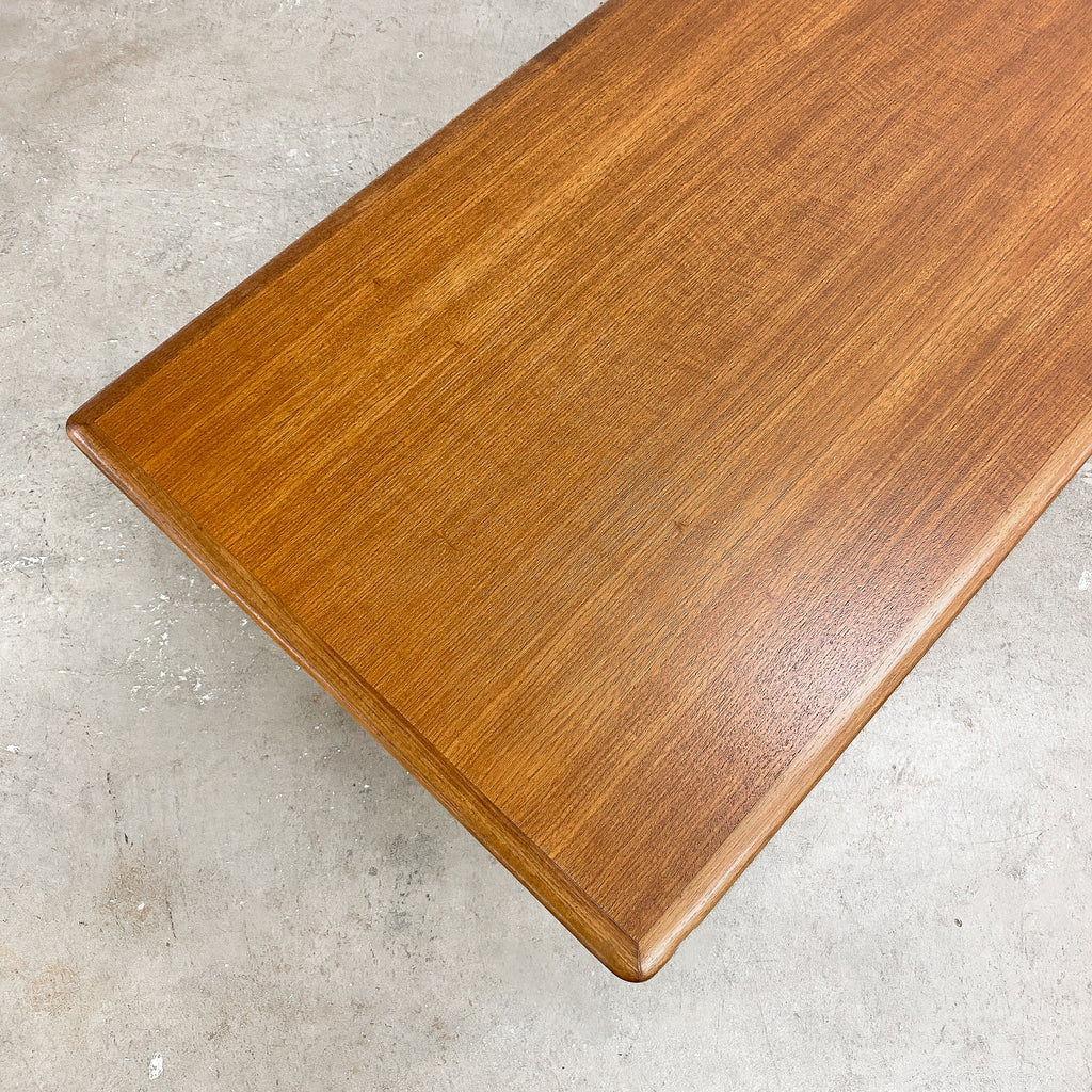Mid Century Teal Parker Model 139 Coffee Table With Rattan Shelf 