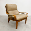 Mid Century Tessa Austin Leather Armchair With Footstool 