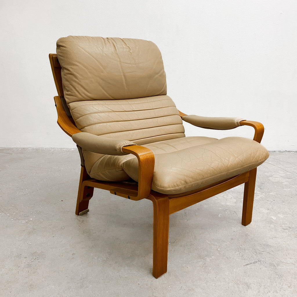Mid Century Tessa Austin Leather Armchair With Footstool 