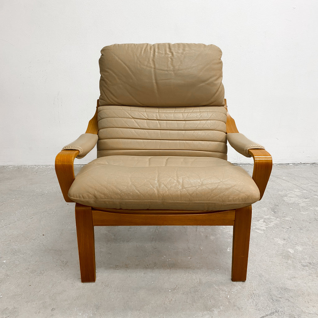 Mid Century Tessa Austin Leather Armchair With Footstool 