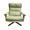 Mid Century Tessa Delmont Sage Leather Swivel Armchair