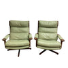 Mid Century Tessa Delmont Sage Leather Swivel Armchair