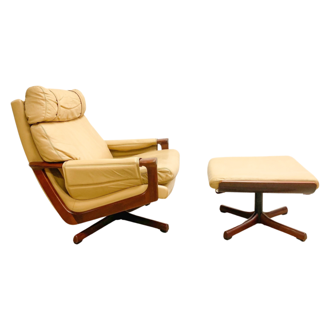 Mid Century Tessa T21 Swivel Armchair With Footstool