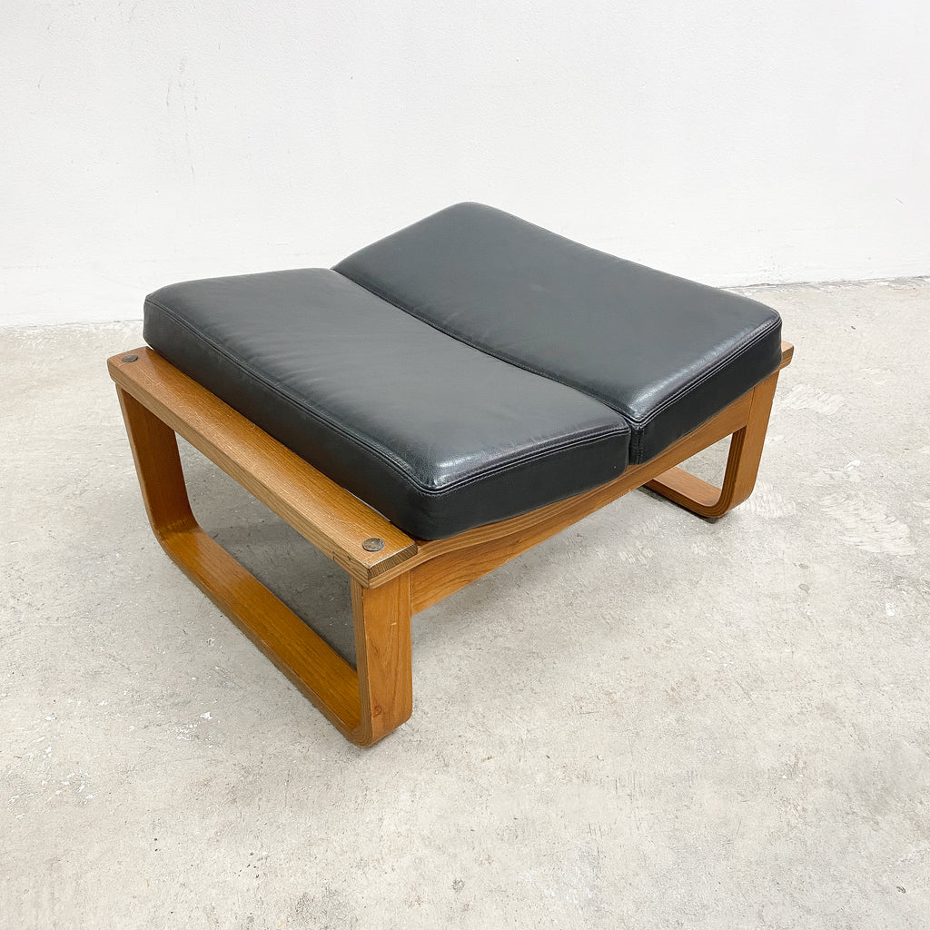 Mid Century Tessa T4 Black Leather Footstool