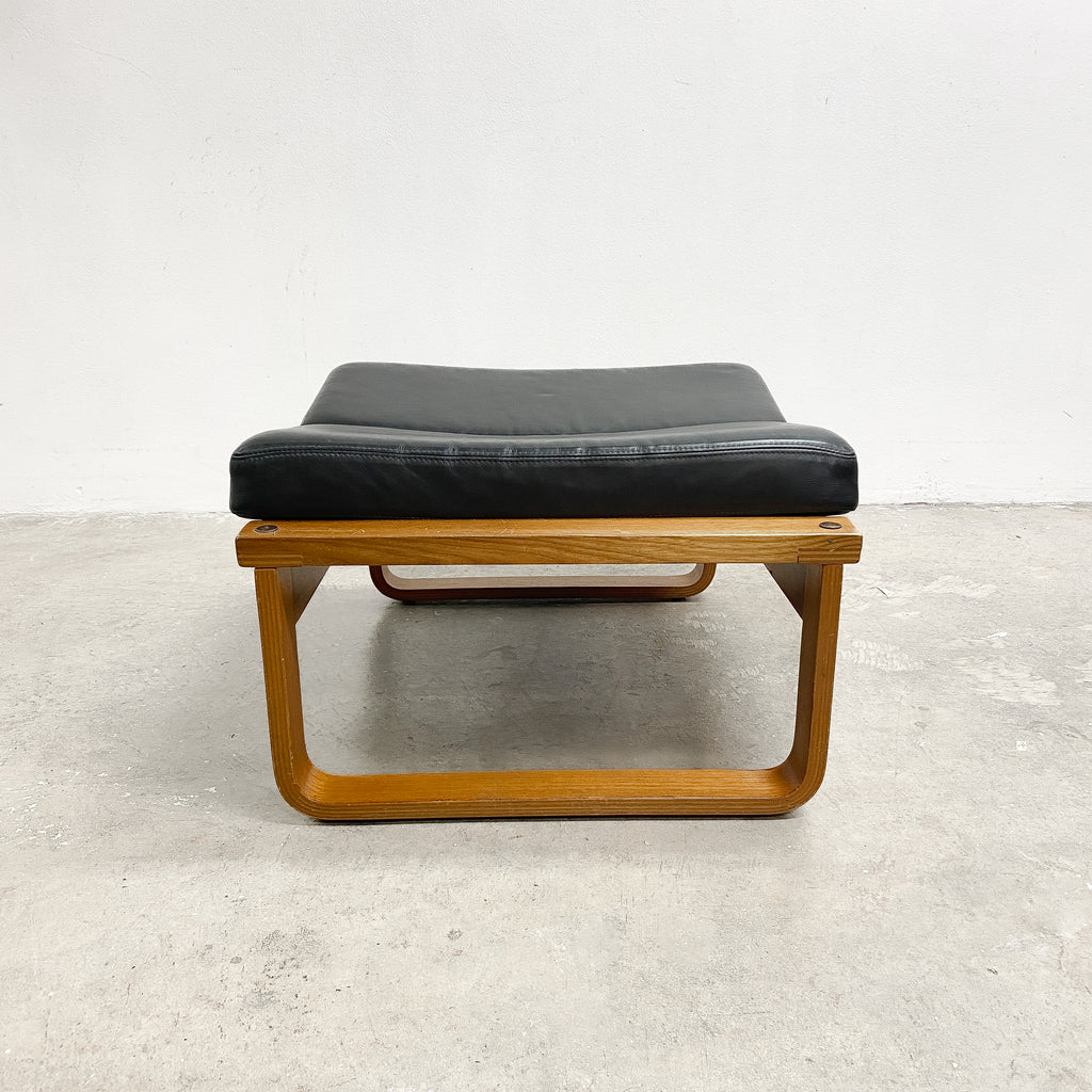 Mid Century Tessa T4 Black Leather Footstool