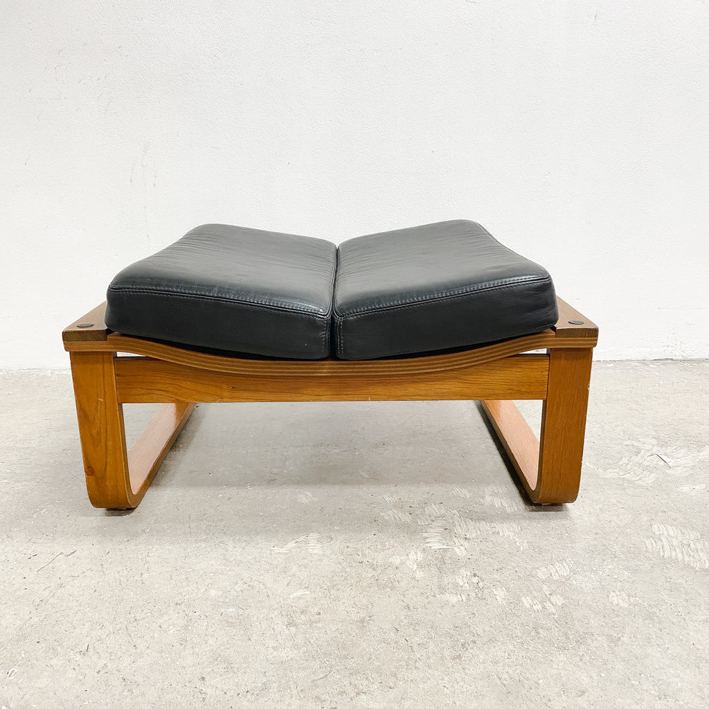 Mid Century Tessa T4 Black Leather Footstool