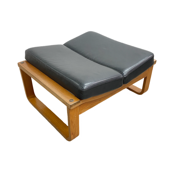 Mid Century Tessa T4 Black Leather Footstool