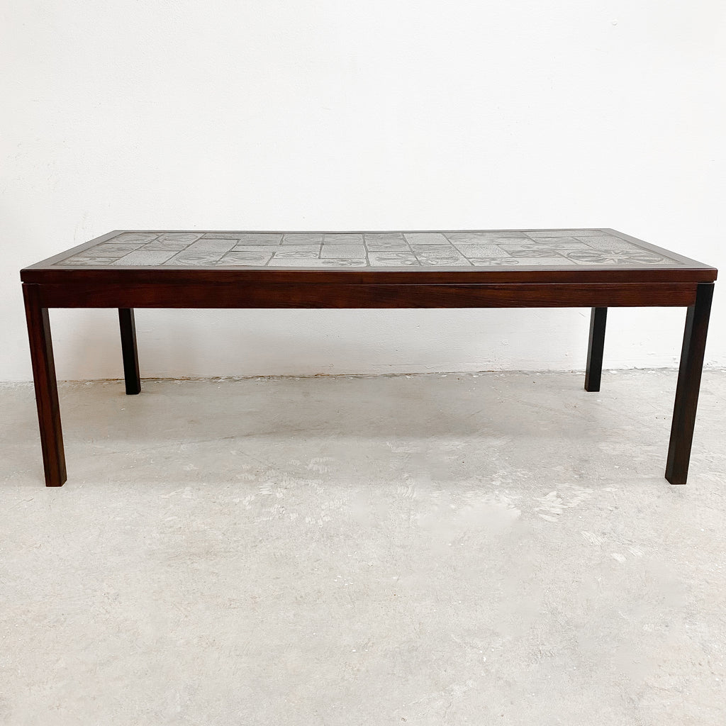 Mid Century Brazilian Rosewood Tiled Top Coffee Table