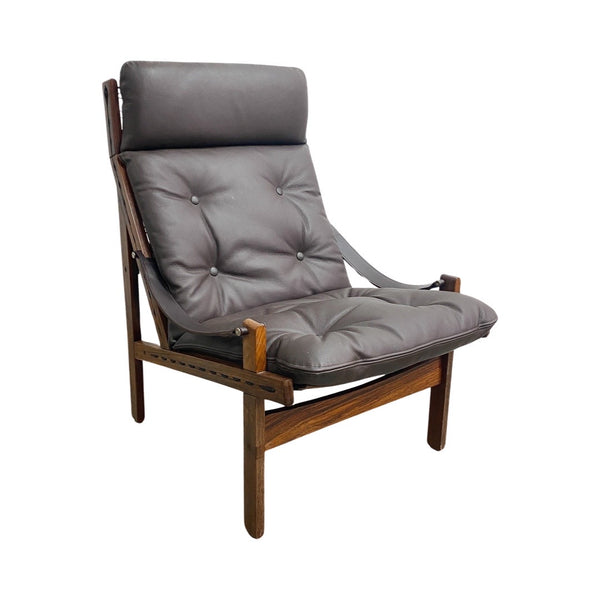Mid Century Torbjon Afdal High Back “Hunter” Leather Chair