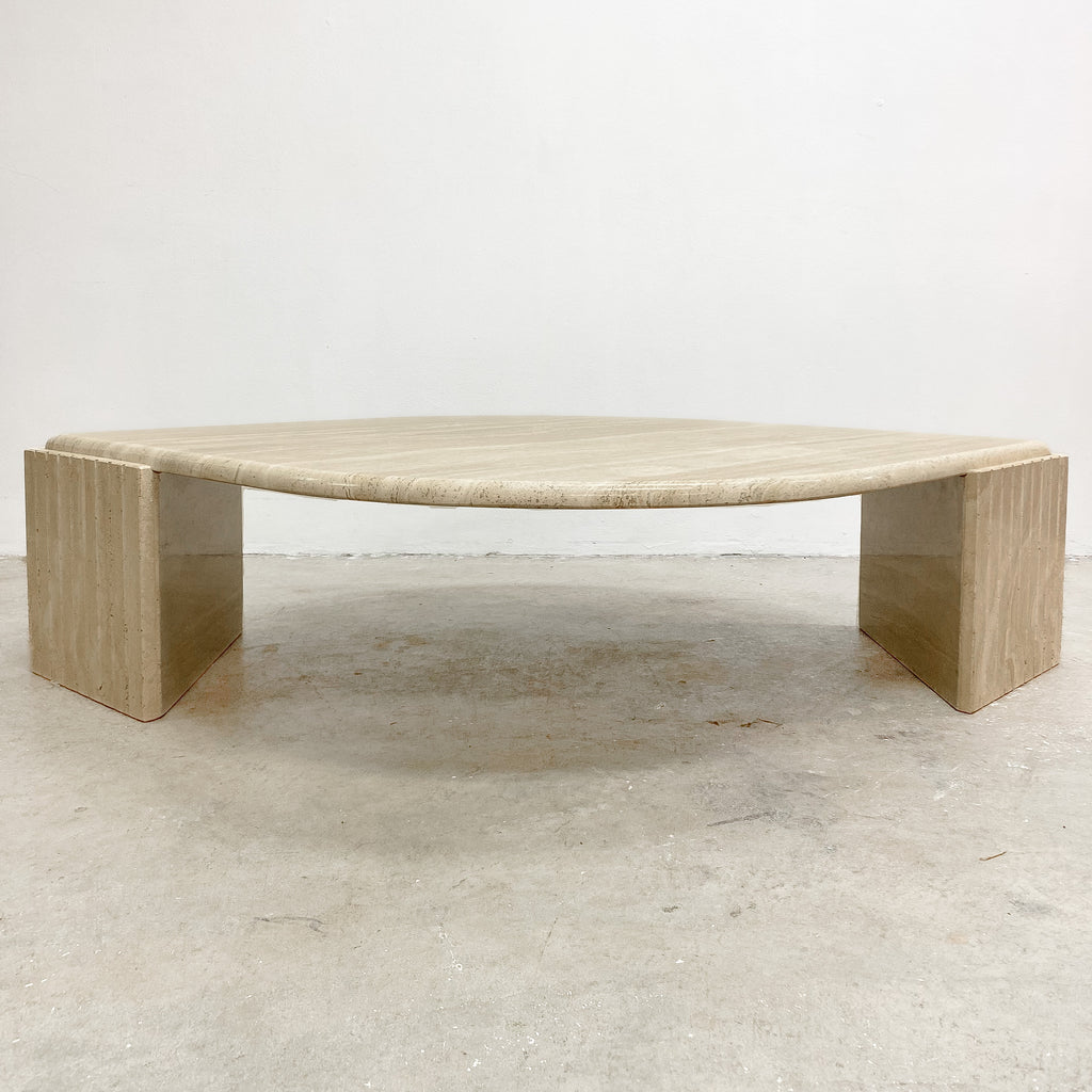 Mid Century Travertine Teardrop Coffee Table