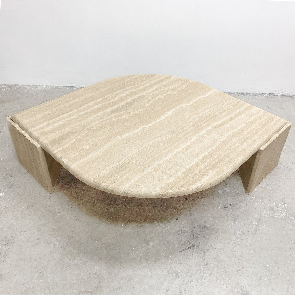 Mid Century Travertine Teardrop Coffee Table