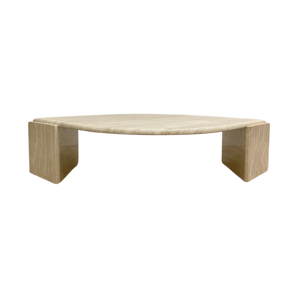 Mid Century Travertine Teardrop Coffee Table