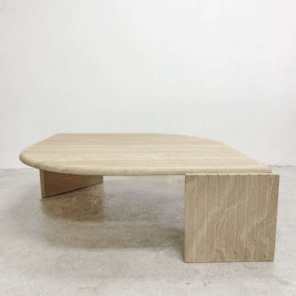 Mid Century Travertine Teardrop Coffee Table