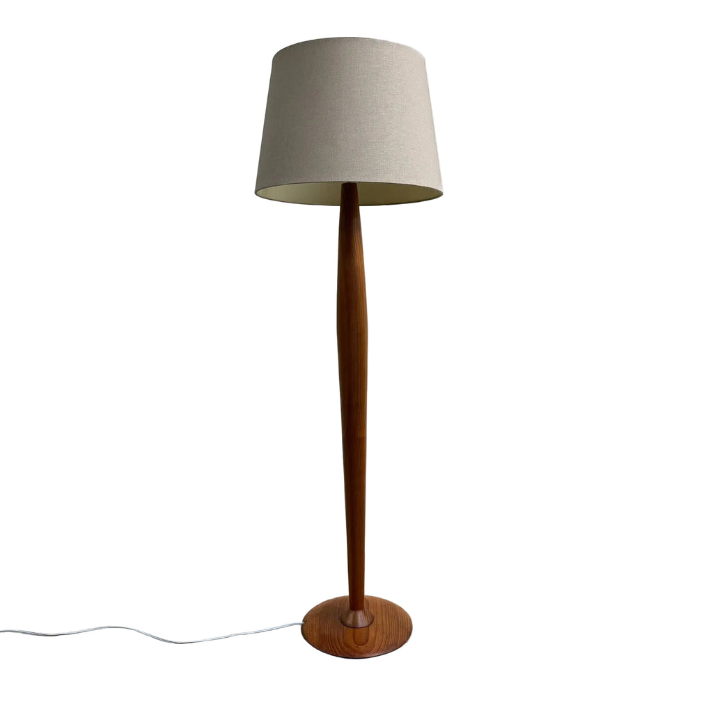 Mid Century Turned Timber Floor Lamp