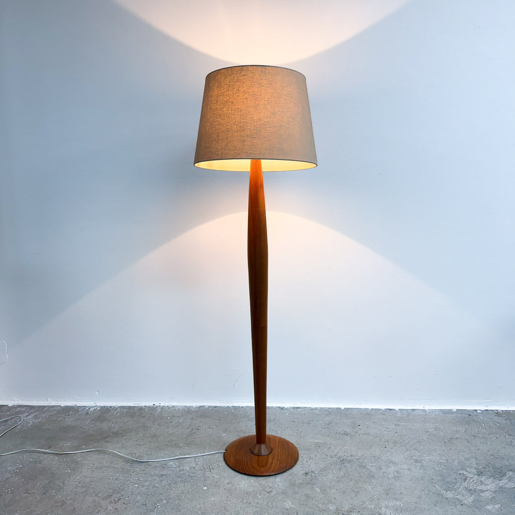 Mid Century Turned Timber Floor Lamp