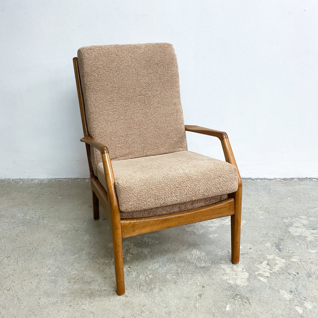 Mid Century Van Treight Armchair New Boucle Upholstery Frame Restored