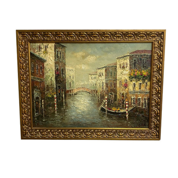 Mid Century Venice Oil On Canvas Original Painting