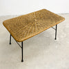 Mid Century Wicker And Metal Rod Coffee Side Table