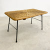 Mid Century Wicker And Metal Rod Coffee Side Table