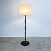 Mid Century Wood And Brass Banded Danish Floor Lamp