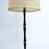 Mid Century Wood And Brass Banded Danish Floor Lamp
