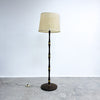 Mid Century Wood And Brass Banded Danish Floor Lamp