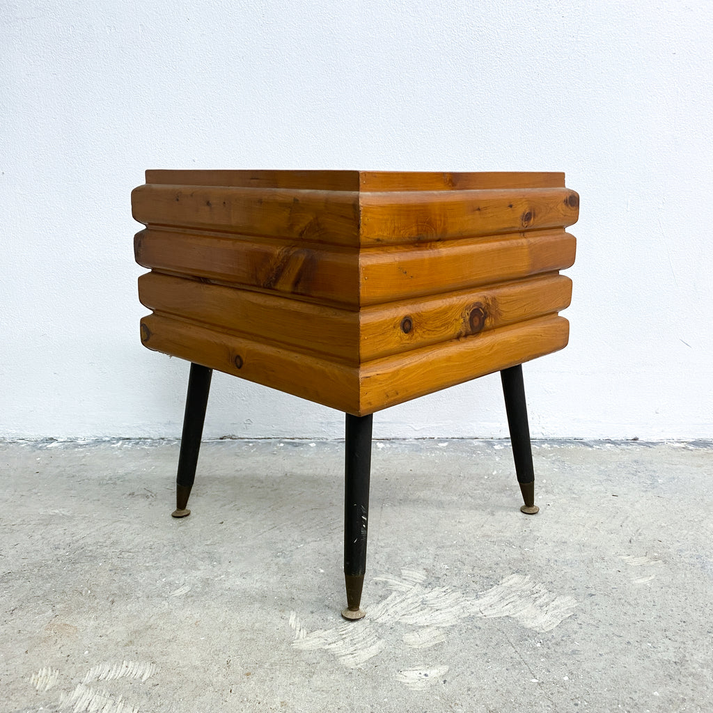 Mid Century Wooden Corner Pot Plant Holder