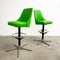 Pair Of Mid Century Green Vinyl Bar Stools