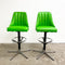 Pair Of Mid Century Green Vinyl Bar Stools