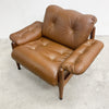 Mid Century Brazilian Rosewood And Leather Armchair and Footstool