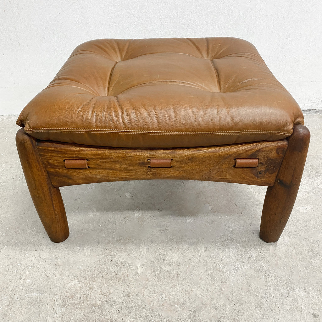 Mid Century Brazilian Rosewood And Leather Armchair and Footstool