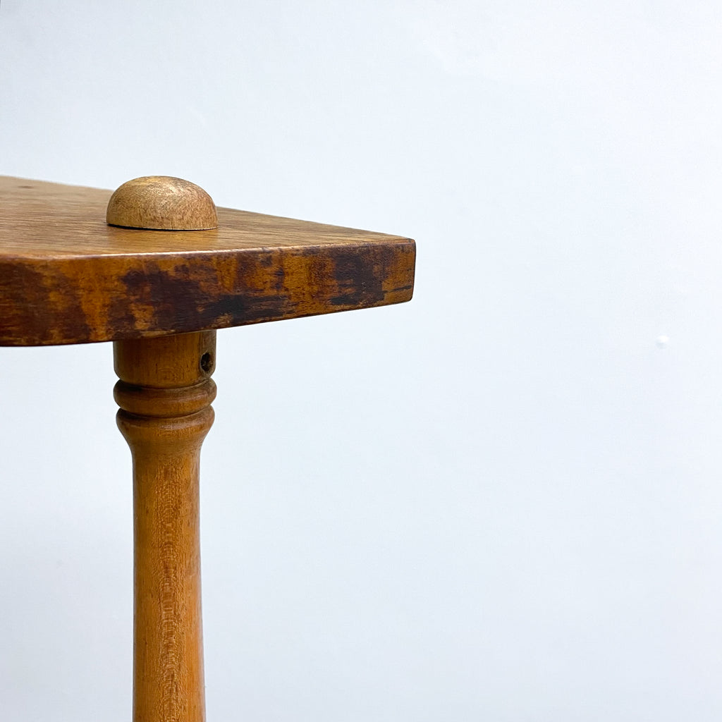Mid Century Coachwood Corner Shelves With Turned Uprights