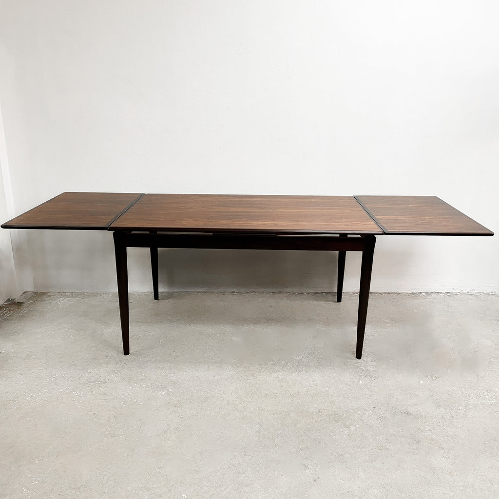 Mid Century Danish Brazilian Rosewood Extension Dining Table - Restored