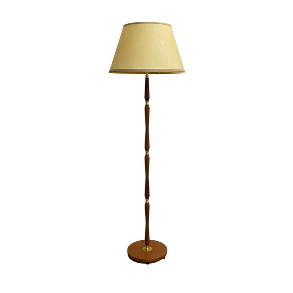 Mid Century Danish Teak and Brass Standard Floor Lamp